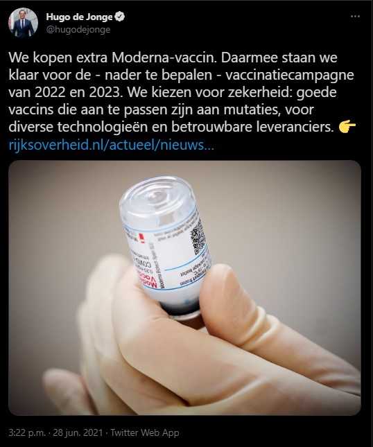Tweet_Hugo_de_Jonge_vaccins