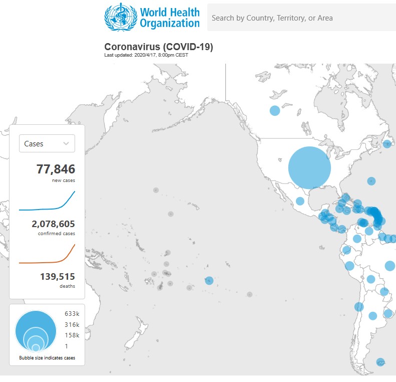 WHO cases coronavirus 17-4-2020